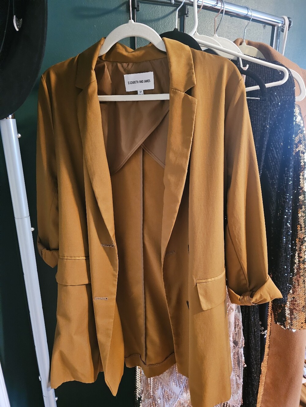 Elizabeth and James Mustard Open-Front Blazer